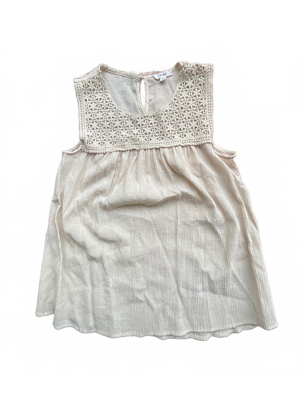 Cream smocked lace waist strapless top